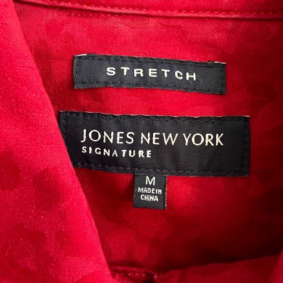 Jones New York Stretch Red Tone on Tone Cheetah Print Fitted Jacket Size M - Picture 7 of 12